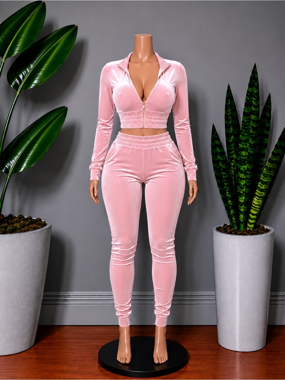 Velour Pink Tracksuit